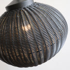 Premium Black Woven Outdoor Pendant Light - Waterproof Ceiling Fixture