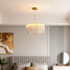 Luxury Brass Chandelier with Cloud Stone Ceiling Light