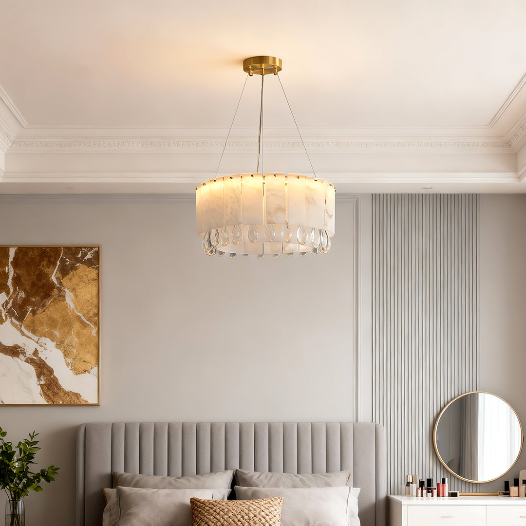 Luxury Brass Chandelier with Cloud Stone Ceiling Light