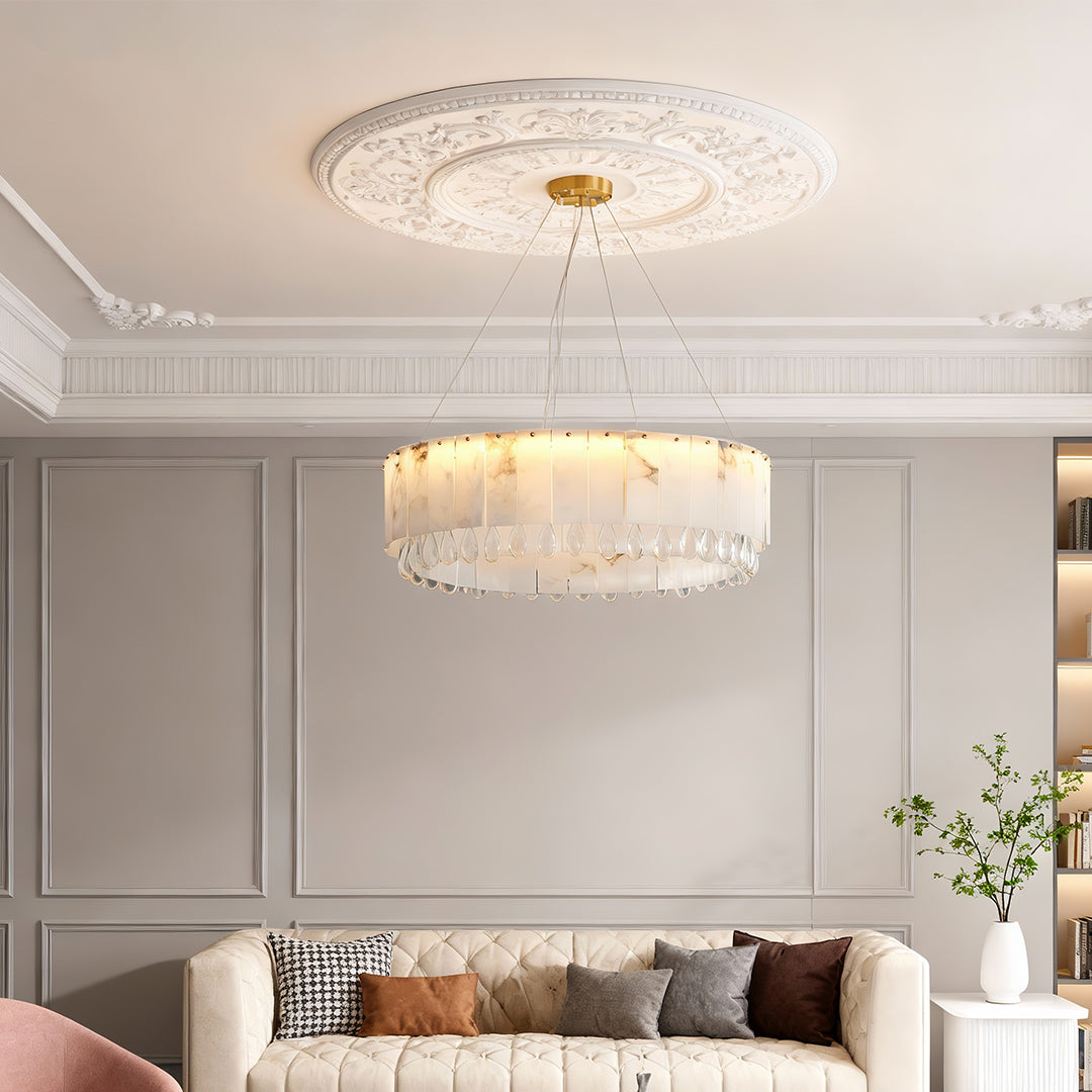 Luxury Brass Chandelier with Cloud Stone Ceiling Light