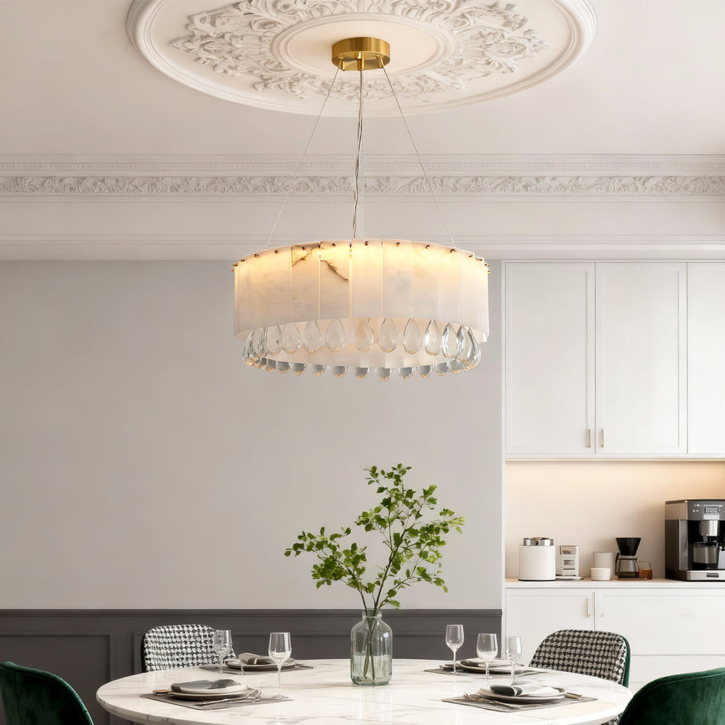Luxury Brass Chandelier with Cloud Stone Ceiling Light