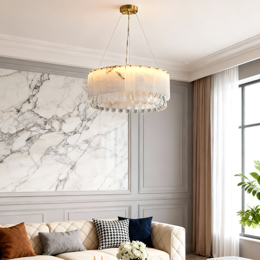 Luxury Brass Chandelier with Cloud Stone Ceiling Light