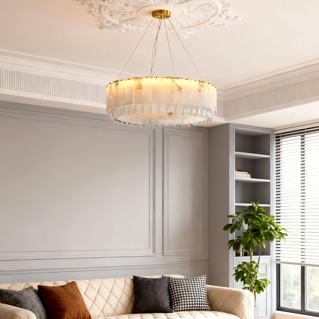Luxury Brass Chandelier with Cloud Stone Ceiling Light