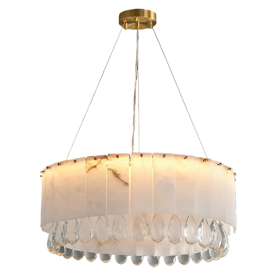 Luxury Brass Chandelier with Cloud Stone Ceiling Light