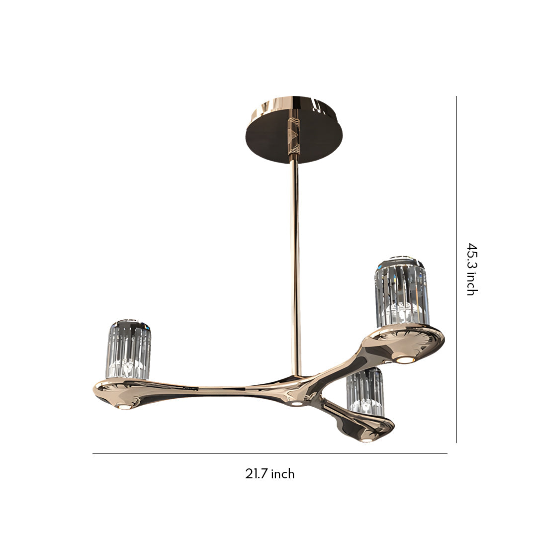 Nordic Minimalist Brass Crystal Ceiling Chandelier