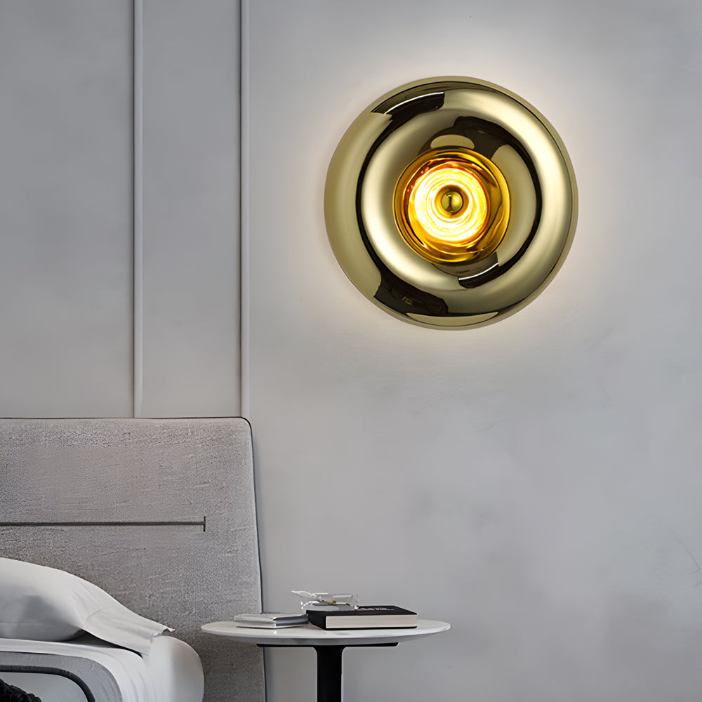 Luxury Chrome Round Wall Sconce - Artistic Lava Design