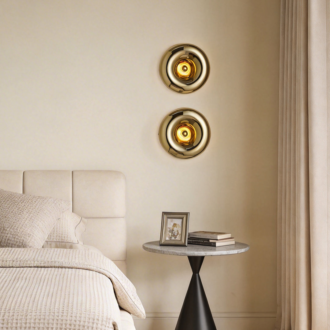 Luxury Chrome Round Wall Sconce - Artistic Lava Design