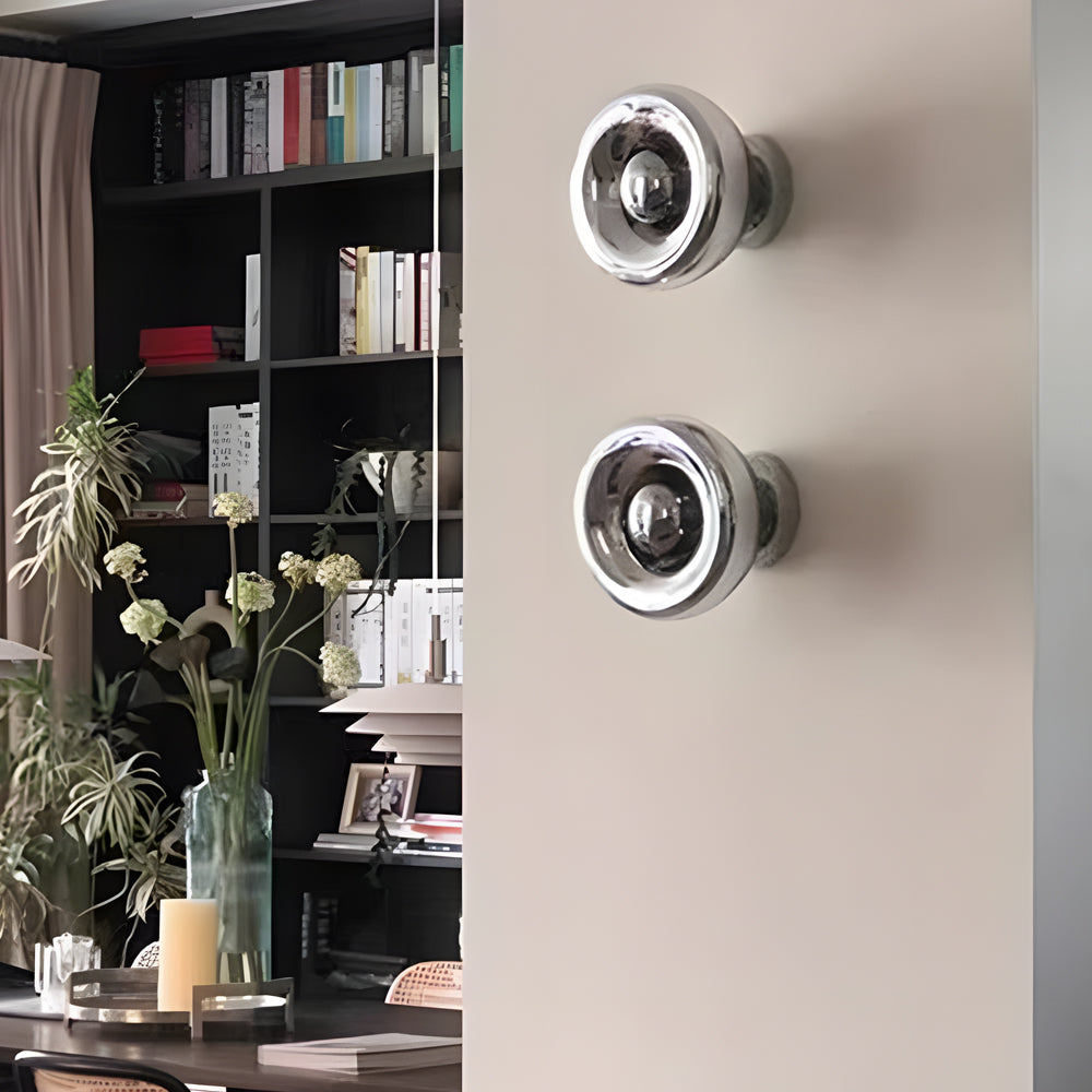 Luxury Chrome Round Wall Sconce - Artistic Lava Design