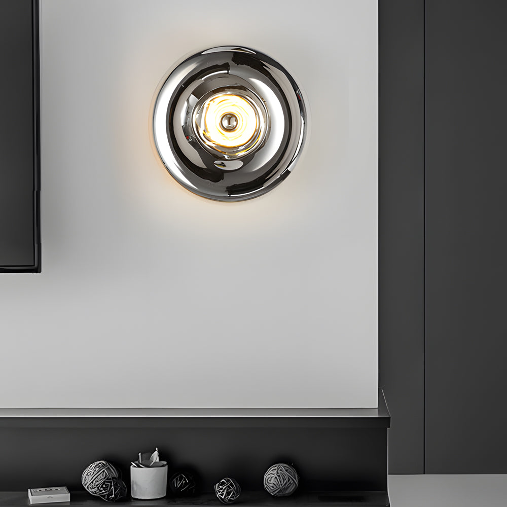 Luxury Chrome Round Wall Sconce - Artistic Lava Design