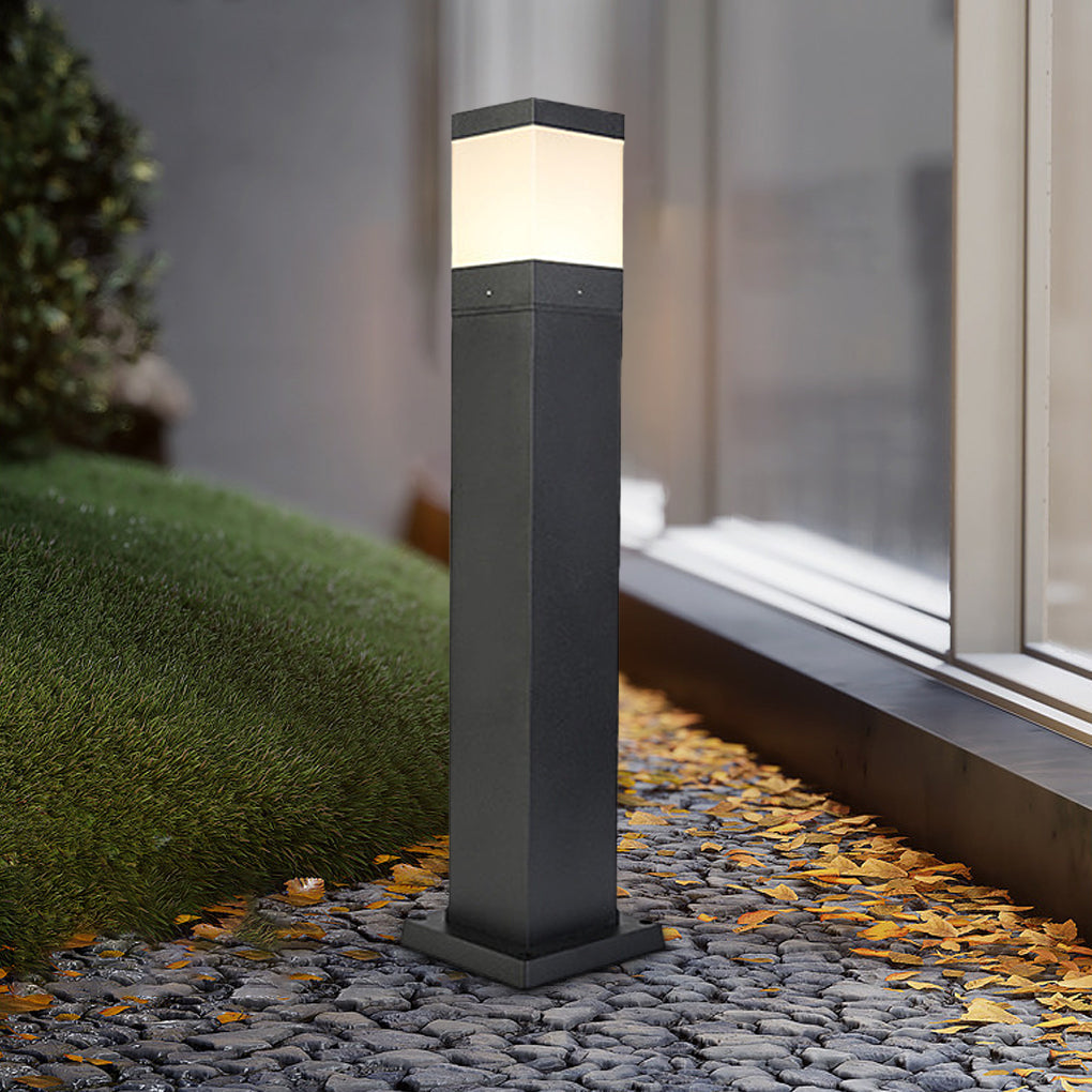 Modern Square Outdoor Bollard Light - Commercial Grade