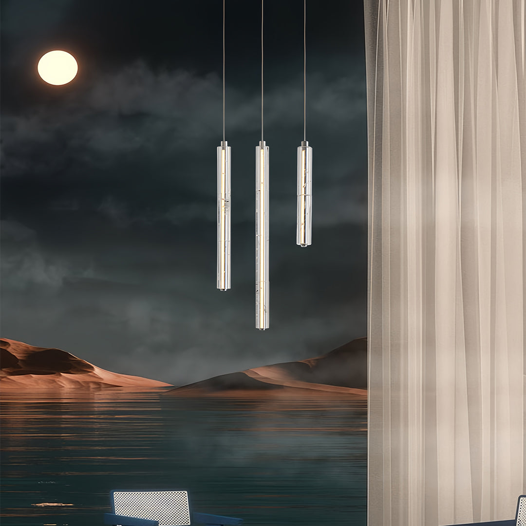 Minimalist Linear Crystal Pendant Ceiling Light