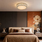 Premium Round Crystal LED Flush Mount Ceiling Light in Gold