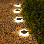 Premium Round Foldable Solar Deck Lights - Set of 4 Outdoor Disks