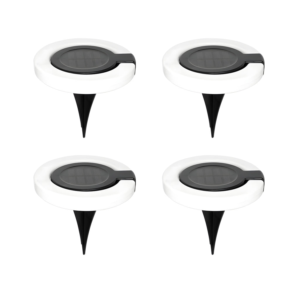 Premium Round Foldable Solar Deck Lights - Set of 4 Outdoor Disks
