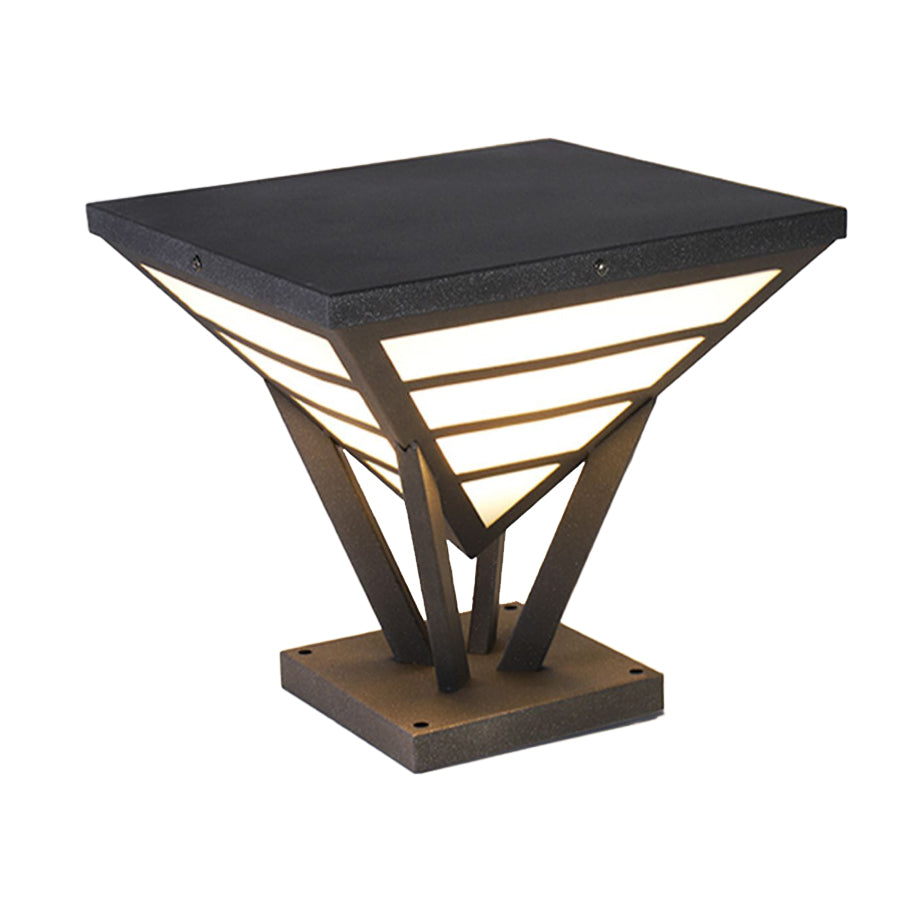 Geometric Aluminum LED Pillar Lights for Modern Gates