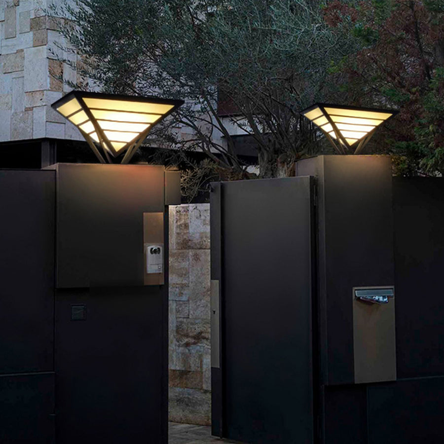 Geometric Aluminum LED Pillar Lights for Modern Gates