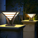 Geometric Aluminum LED Pillar Lights for Modern Gates