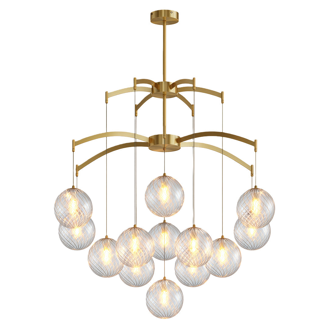 Premium Copper and Glass Ball Chandelier Ceiling Light