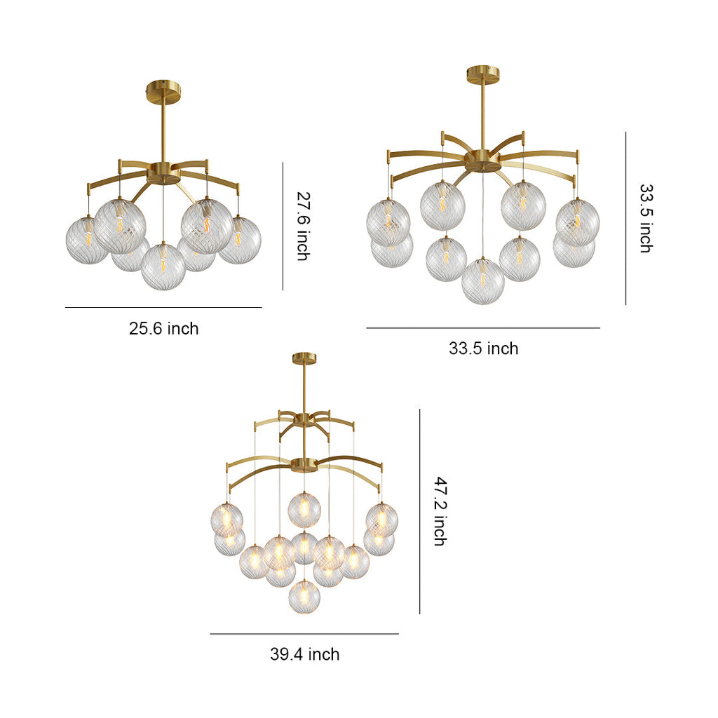 Premium Copper and Glass Ball Chandelier Ceiling Light