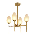 Modern Brass Glass Chandelier - Minimalist Ceiling Light