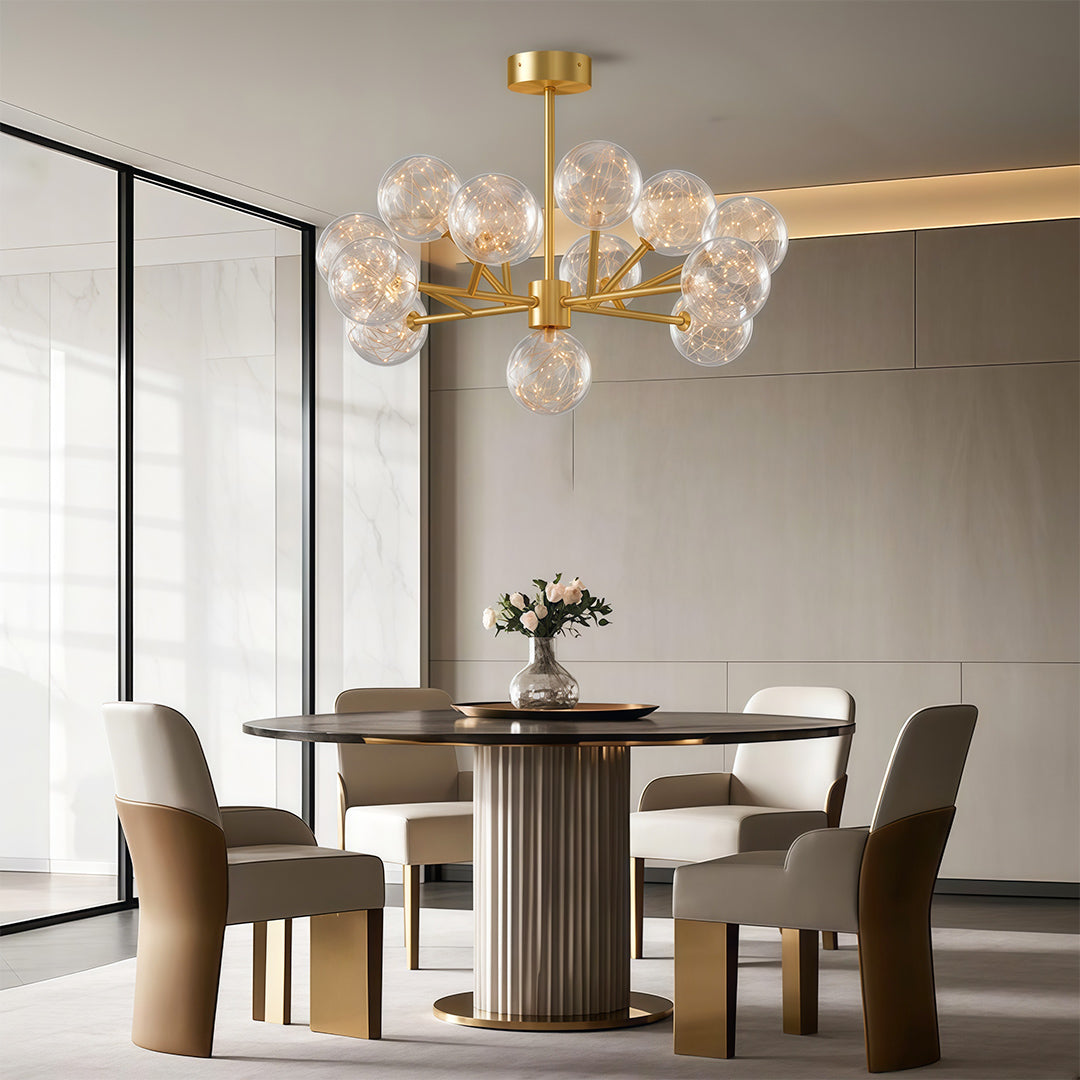 Contemporary Glass Globe Chandelier - Starry Sky Ceiling Light