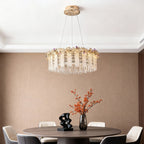 Gold Crystal Chandelier - French Minimalist Ceiling Light