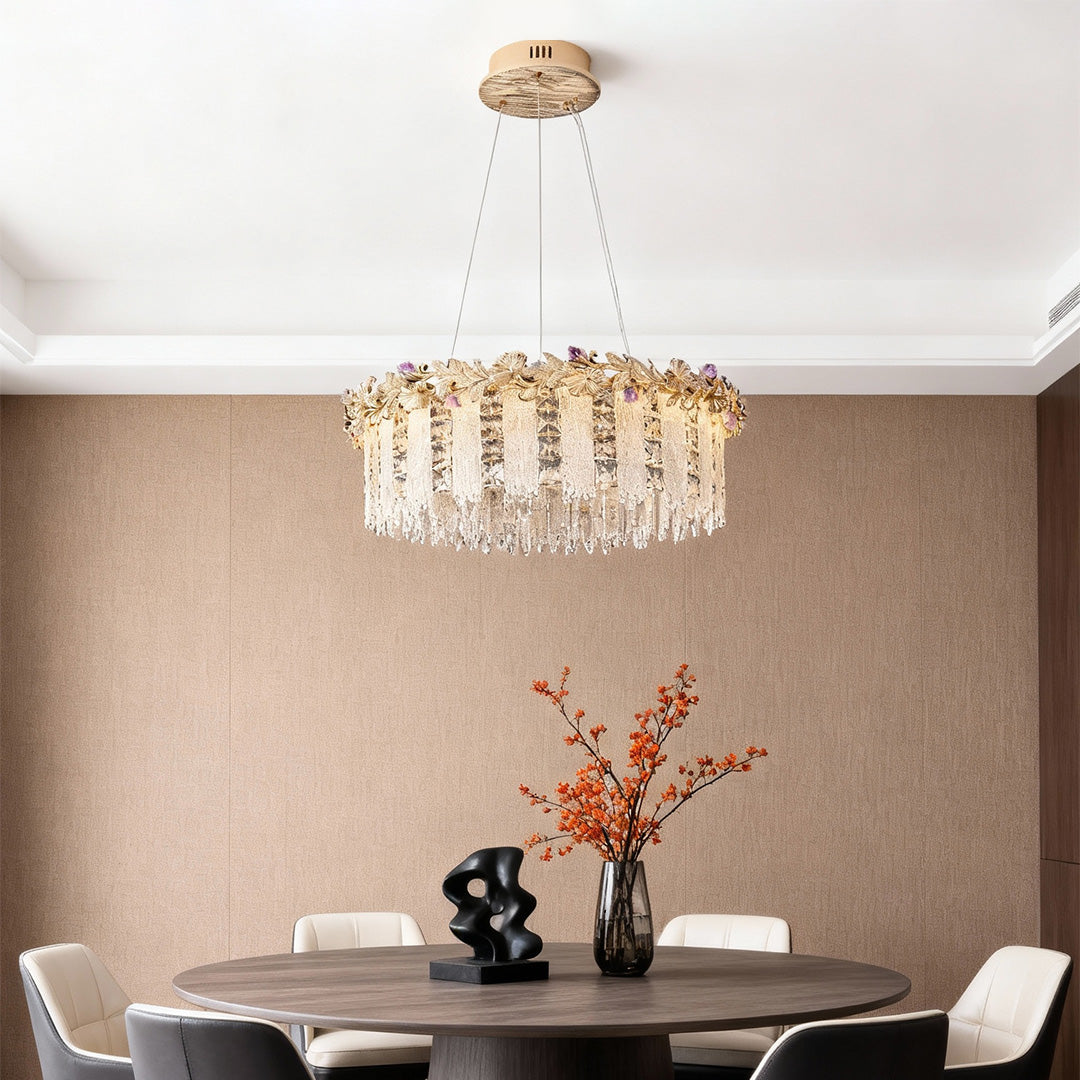 Gold Crystal Chandelier - French Minimalist Ceiling Light