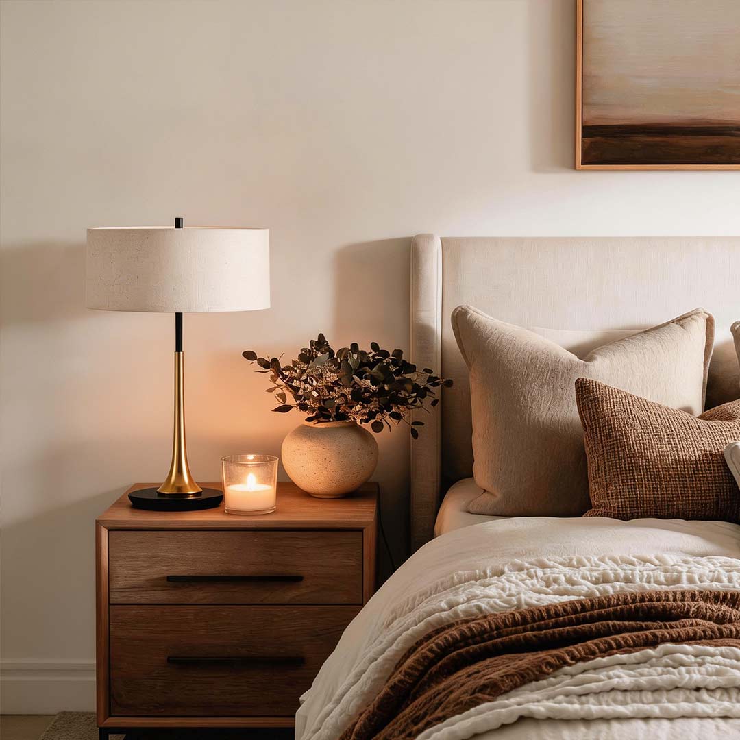 Elegant Modern Fabric Table Lamp with LED Bulbs