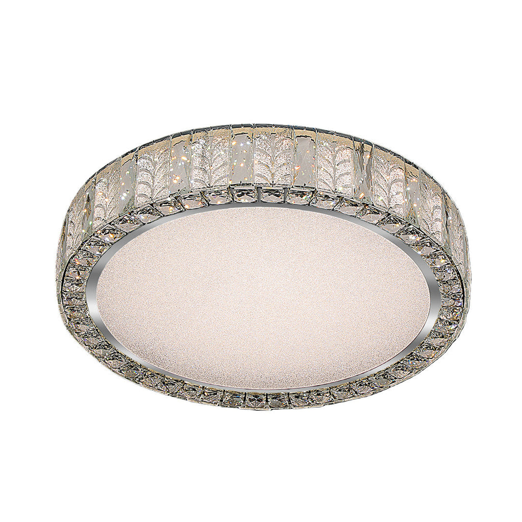 Premium Round Crystal LED Flush Mount Ceiling Light in Gold