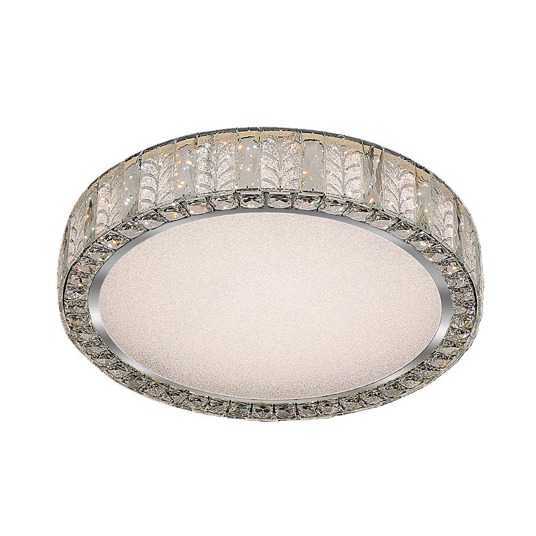 Premium Round Crystal LED Flush Mount Ceiling Light in Gold