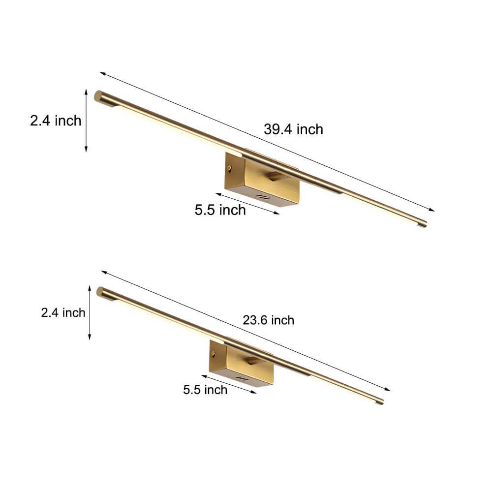 Premium Gold LED Bathroom Vanity Light - 23.6" & 39.4", Warm & White Illumination