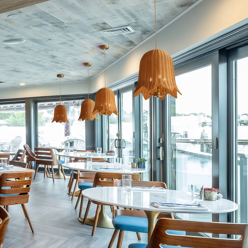 Artistic Rattan and Iron Hanging Pendant Light