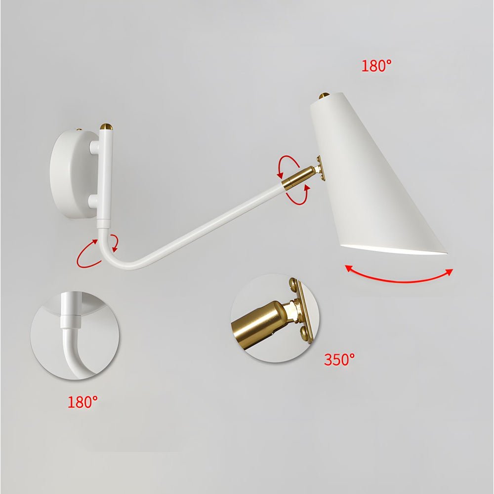 Contemporary Hoxton Wall Sconce with Conical Shade - Single Light