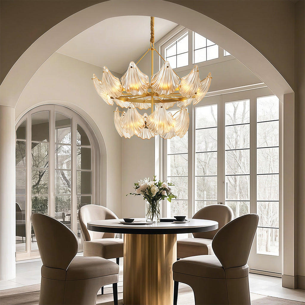 Luxury Copper and Glass Large Modern Chandelier