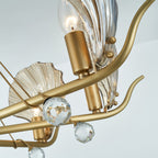 Modern Copper and Glass Shell Chandelier Ceiling Light