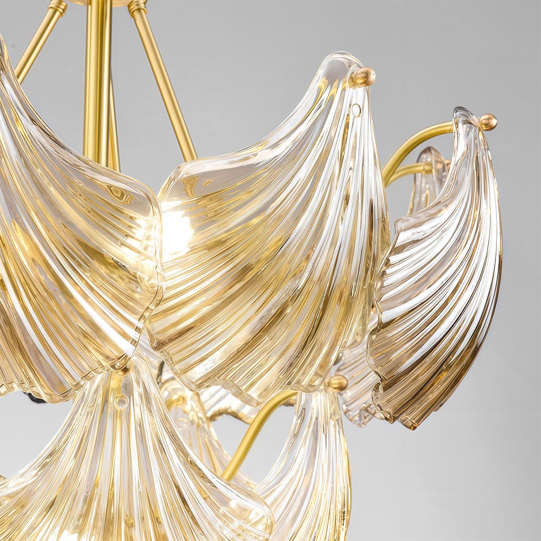 Luxury Copper and Glass Large Modern Chandelier