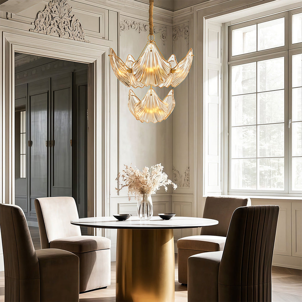 Luxury Copper and Glass Large Modern Chandelier