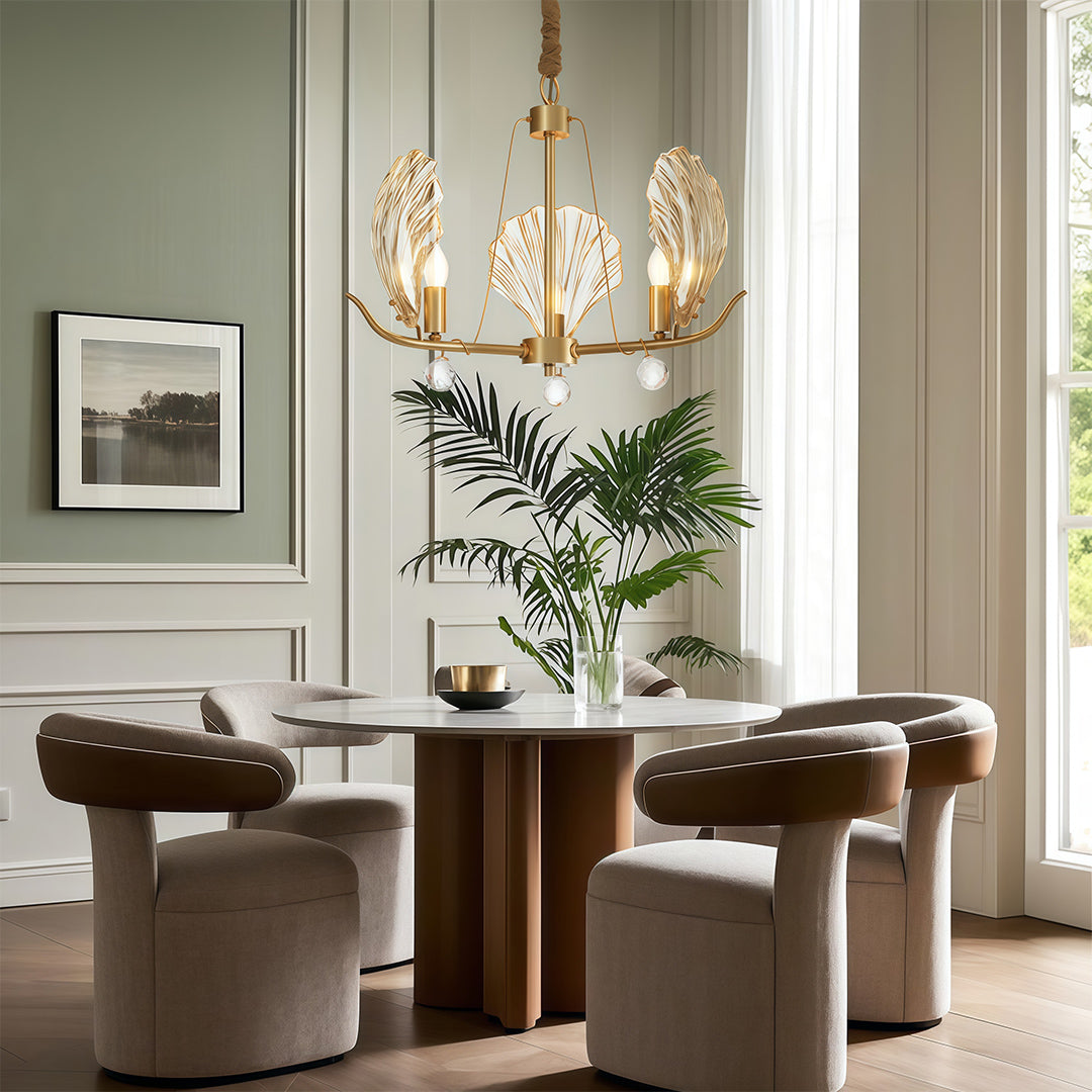 Modern Copper and Glass Shell Chandelier Ceiling Light