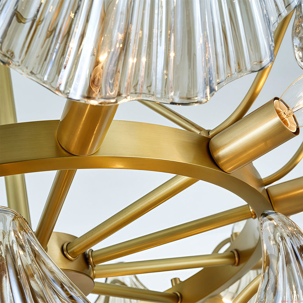 Luxury Copper and Glass Large Modern Chandelier