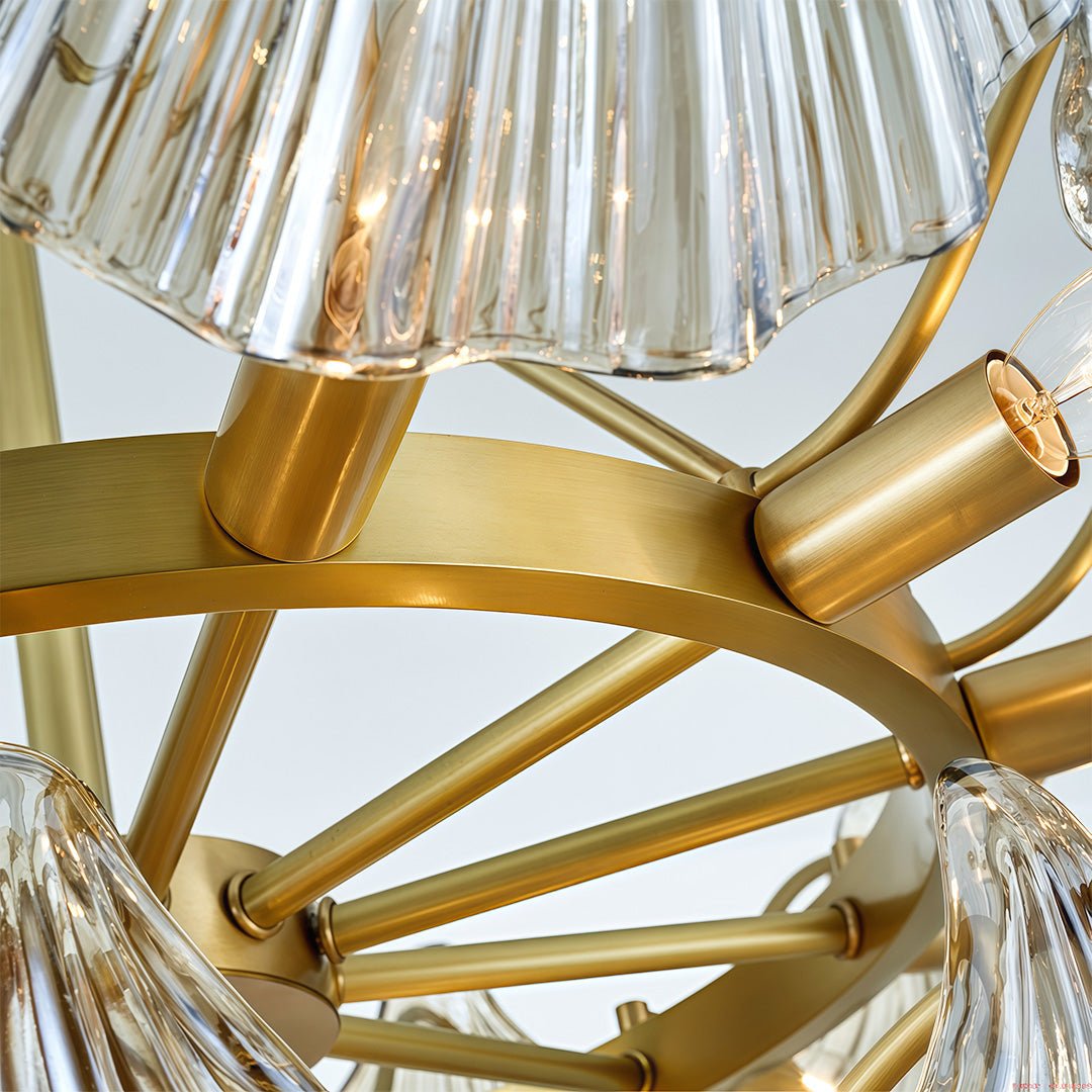 Luxury Copper and Glass Large Modern Chandelier