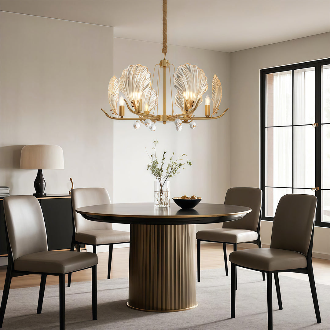 Modern Copper and Glass Shell Chandelier Ceiling Light