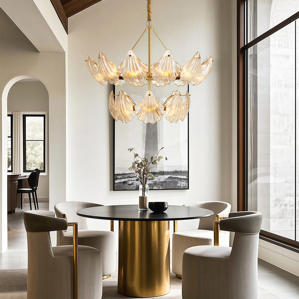 Luxury Copper and Glass Large Modern Chandelier