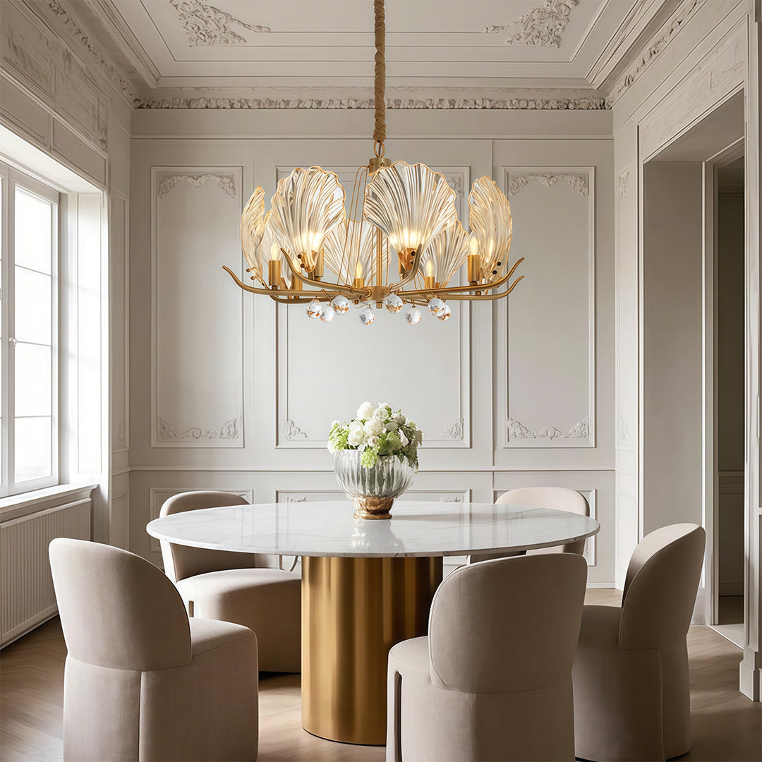 Modern Copper and Glass Shell Chandelier Ceiling Light