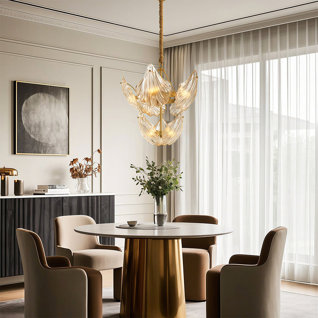 Luxury Copper and Glass Large Modern Chandelier
