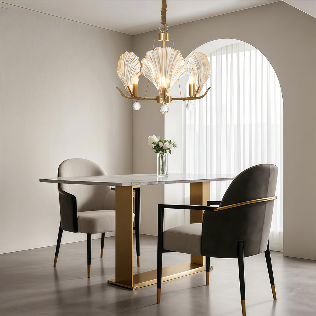 Modern Copper and Glass Shell Chandelier Ceiling Light