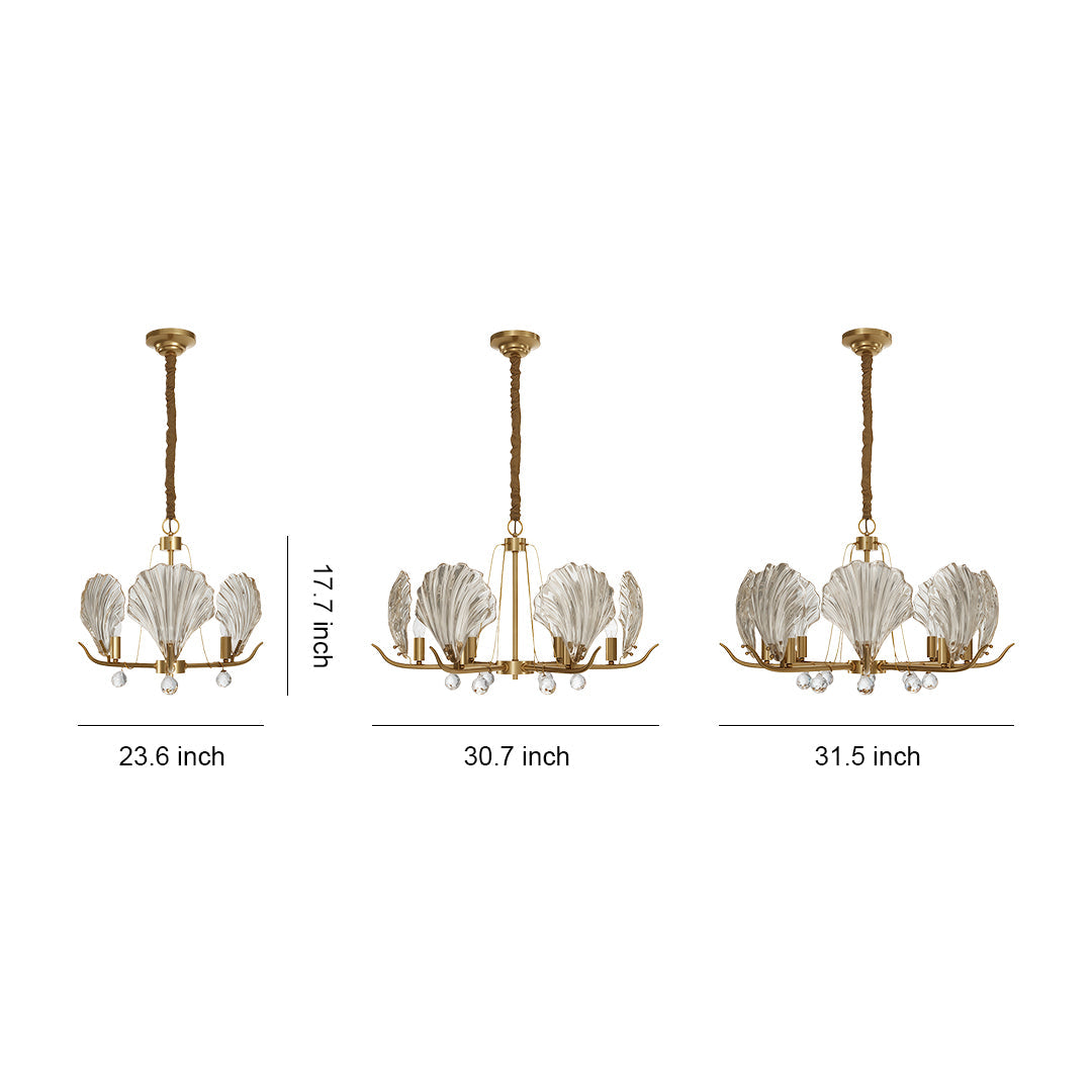 Modern Copper and Glass Shell Chandelier Ceiling Light