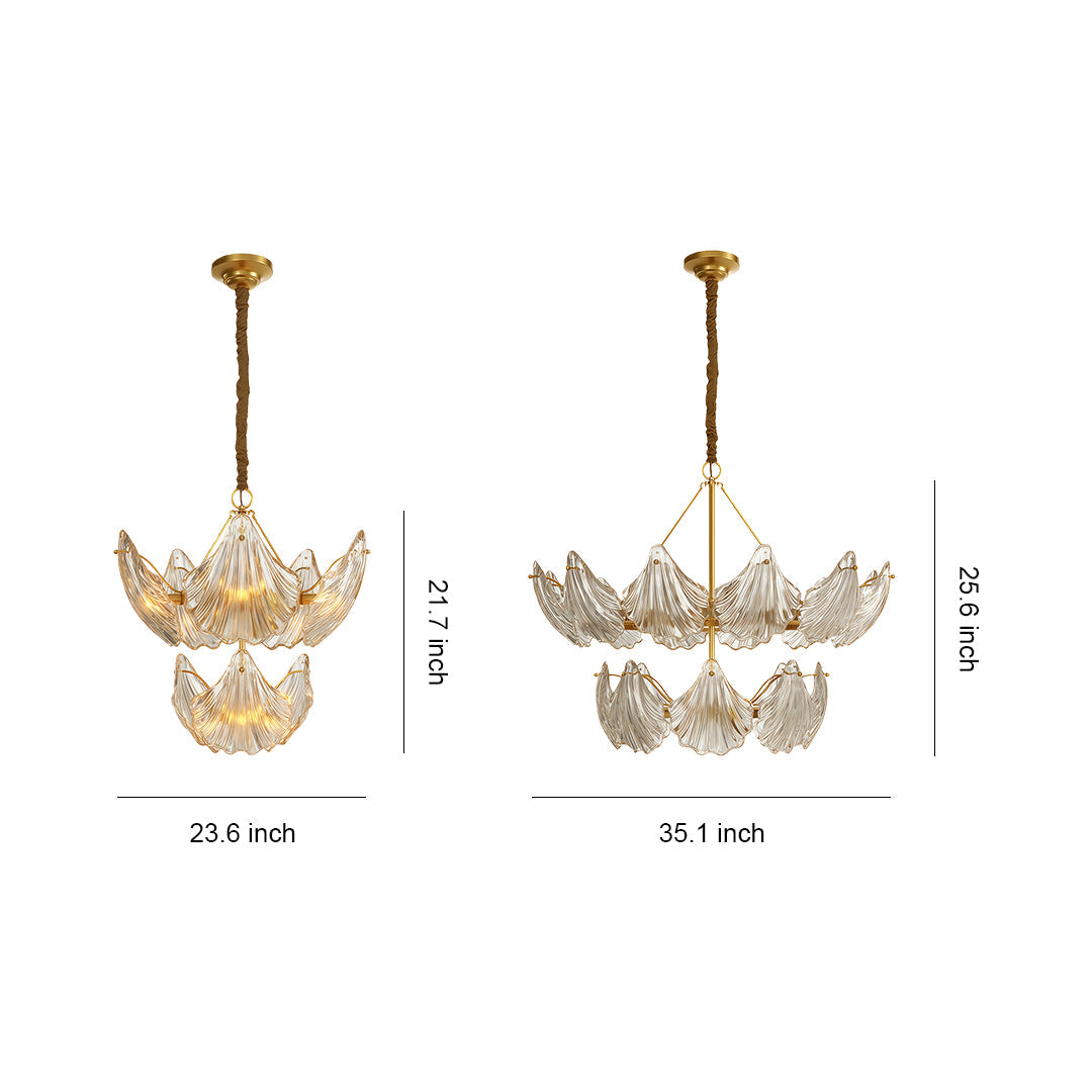 Luxury Copper and Glass Large Modern Chandelier