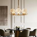 Modern Copper and Glass Shell Chandelier Ceiling Light
