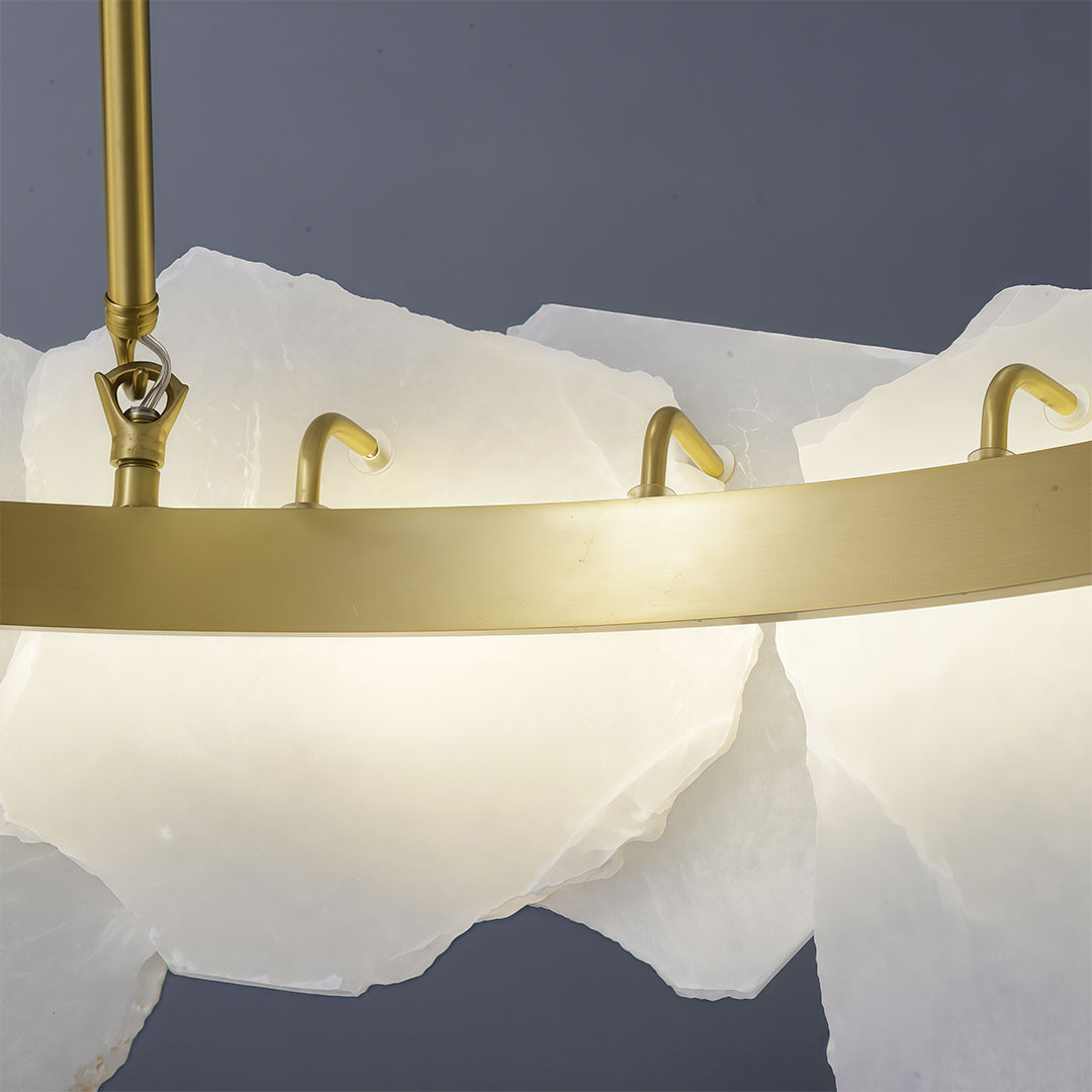 Premium LED Cloud Stone Chandelier with Full Copper Ceiling Fixture