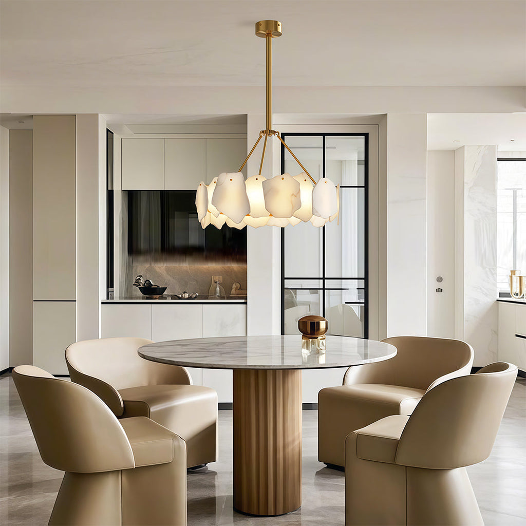 Premium LED Cloud Stone Chandelier with Full Copper Ceiling Fixture